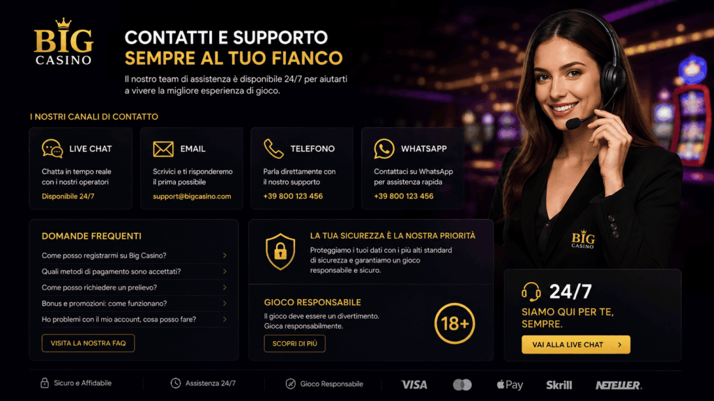 Big Casino contatti e supporto agli utenti